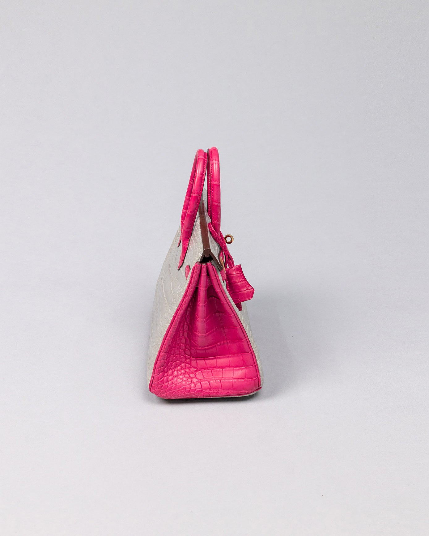 Birkin 25 Alligator Gris perle/rose shocking