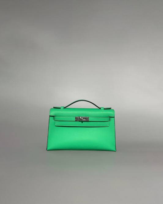 Hermes Kelly Pochette Vert Comics Swift Gold Hardware