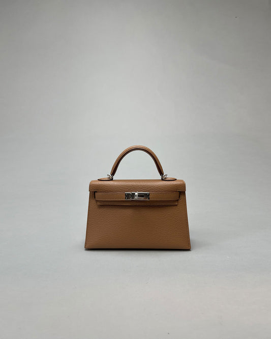 Hermes Kelly Sellier 20 Bleu Glacier Ostrich Gold Hardware