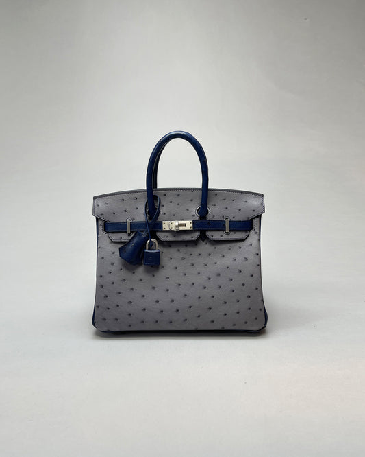 Birkin 25 Gris Agate / Blue Indigo