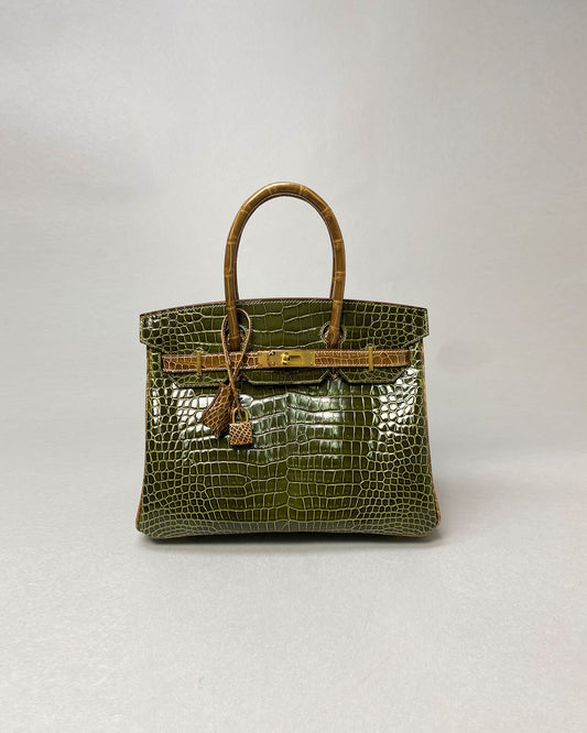Birkin 30 Vert Veronaise / Ficelle