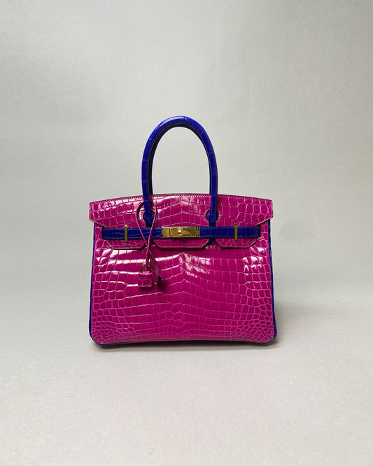 Birkin 30 Rose Scheherazade/ Blue Electic