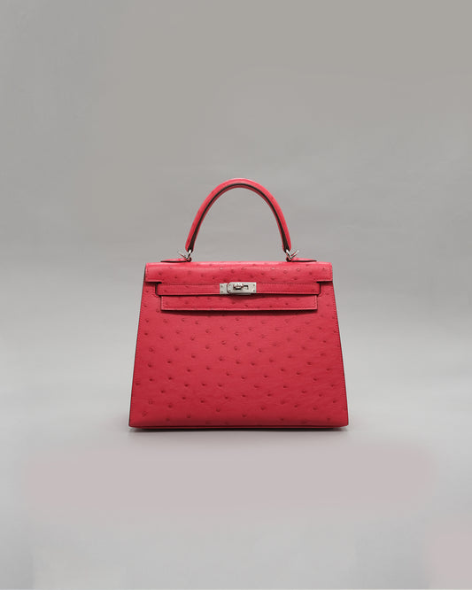 Kelly 25 Rouge Vif Ostrich