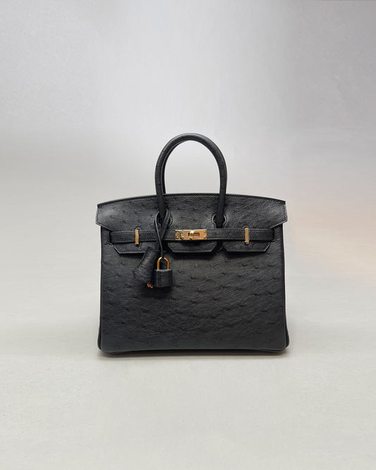 Birkin 25 Black Ostrich